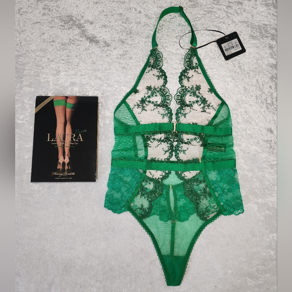 Honey Birdette Lace Bodysuit & Stocking Set